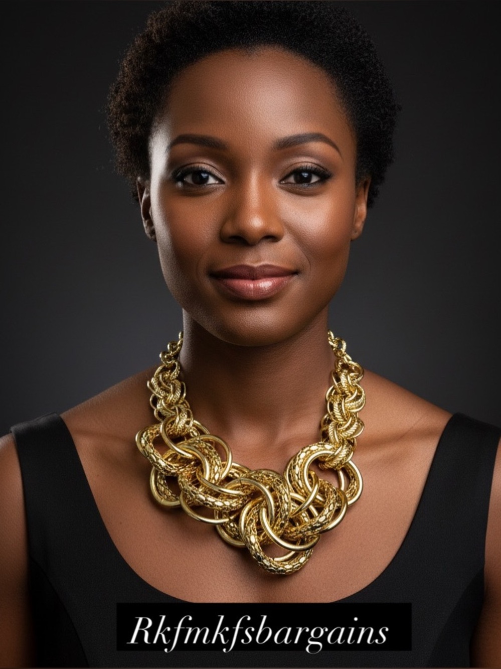 Gold Toned Textured Link Necklace!